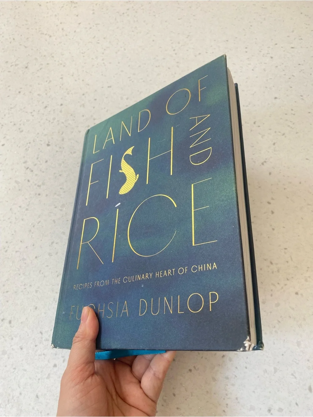 Land of Fish and Rice by Fuchsia Dunlop - Blue & Gold Hardcover Cookbook